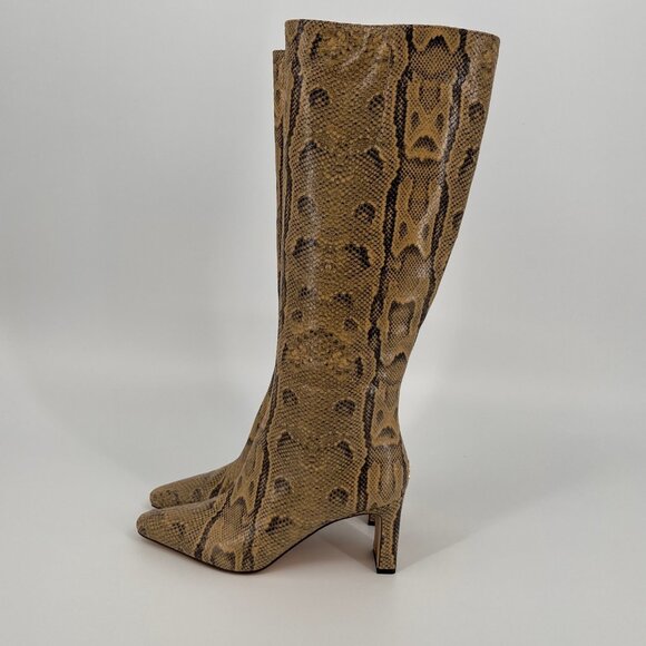 Sam Edelman Sylvia 2 Knee‑High Boot Size 8.5 Tan Python Embossed Leather - Picture 11 of 16